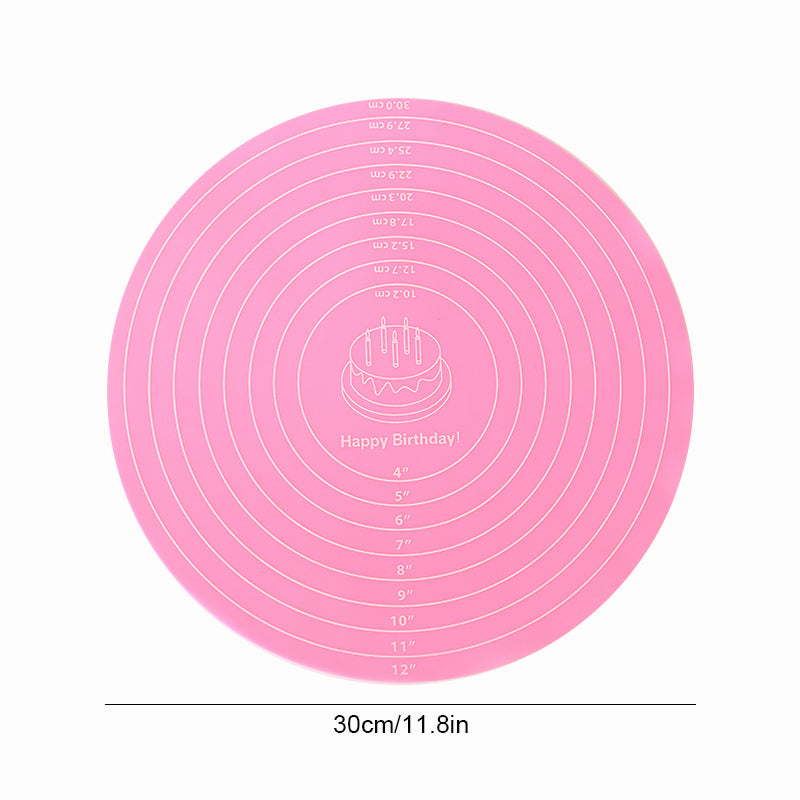 Silicone Cake Turntable Mat – Non-Stick Baking Mat with Size Guide, Heat Resistant Baking Tool