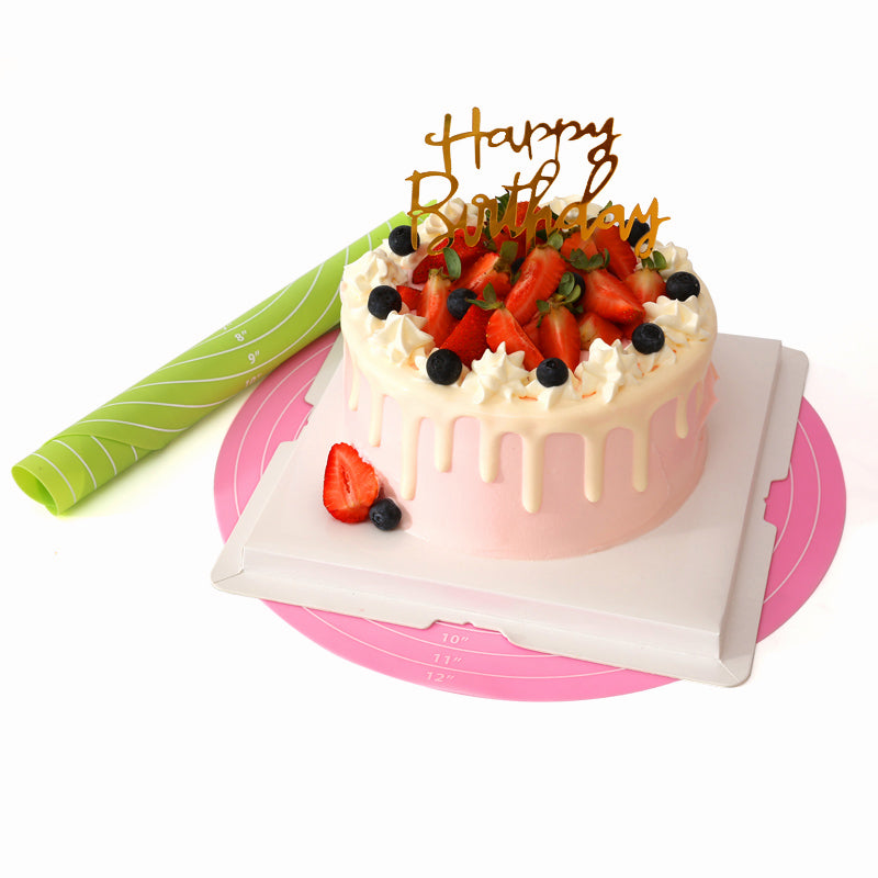 Silicone Cake Turntable Mat – Non-Stick Baking Mat with Size Guide, Heat Resistant Baking Tool