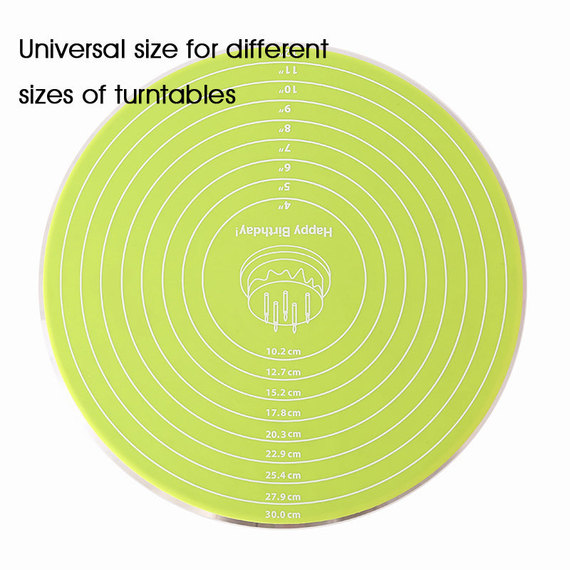 Silicone Cake Turntable Mat – Non-Stick Baking Mat with Size Guide, Heat Resistant Baking Tool