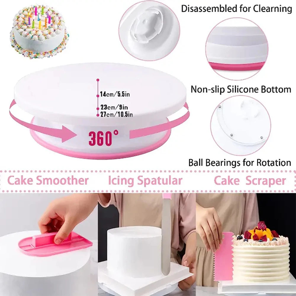 255-Piece Cake Decorating Kit with Turntable, Piping Bags & Nozzles for Baking Lovers