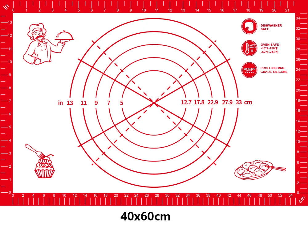 Non-Stick Silicone Baking & Kneading Mat – Reusable Pastry Mat with Measurement Guide