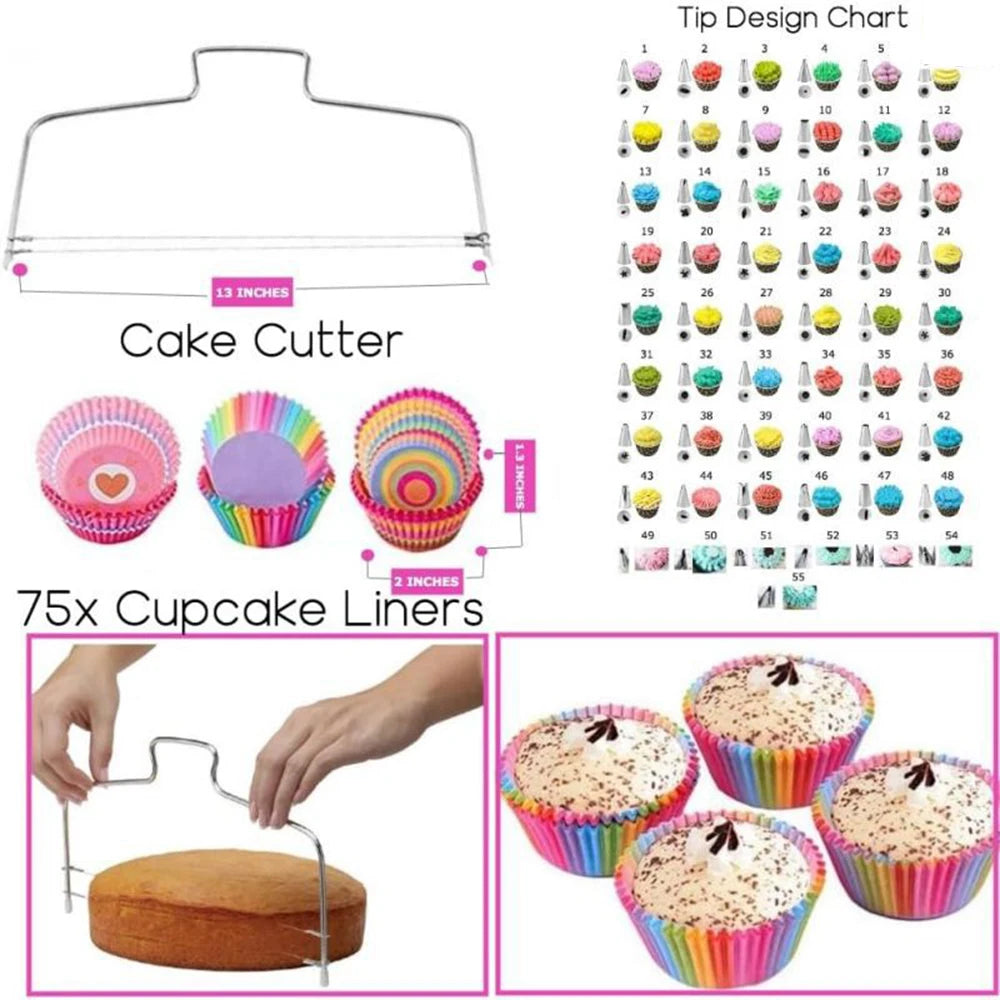 255-Piece Cake Decorating Kit with Turntable, Piping Bags & Nozzles for Baking Lovers