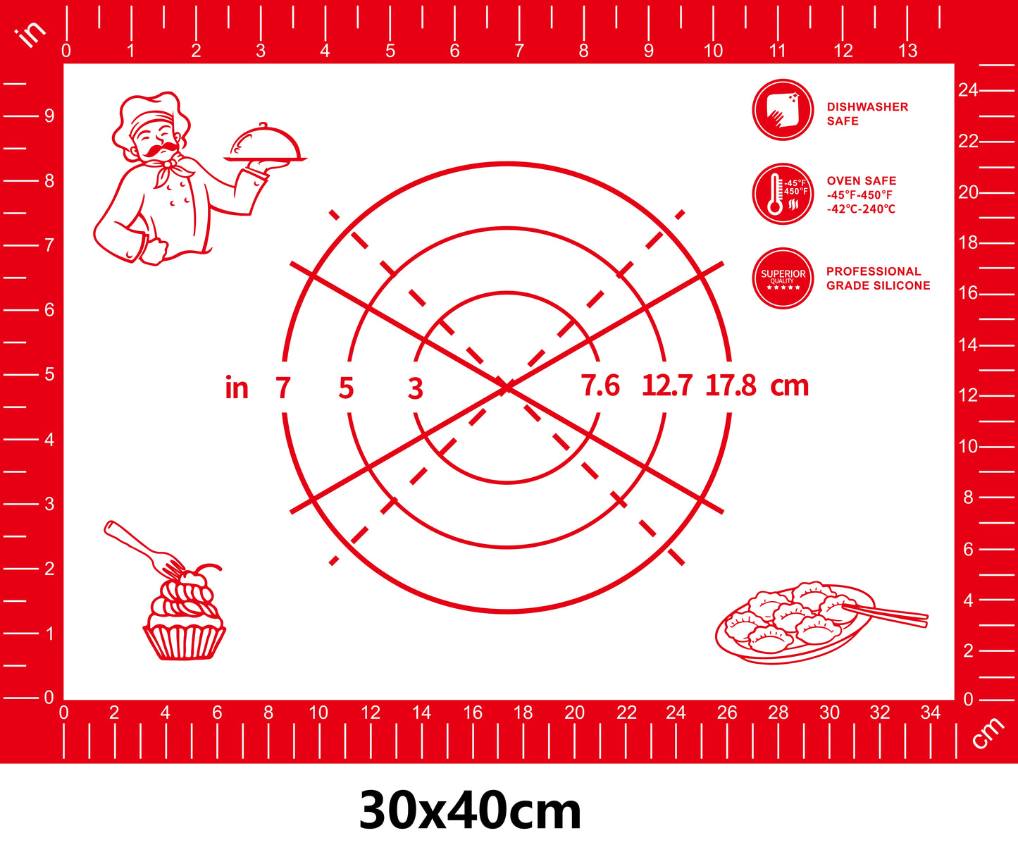 Non-Stick Silicone Baking & Kneading Mat – Reusable Pastry Mat with Measurement Guide