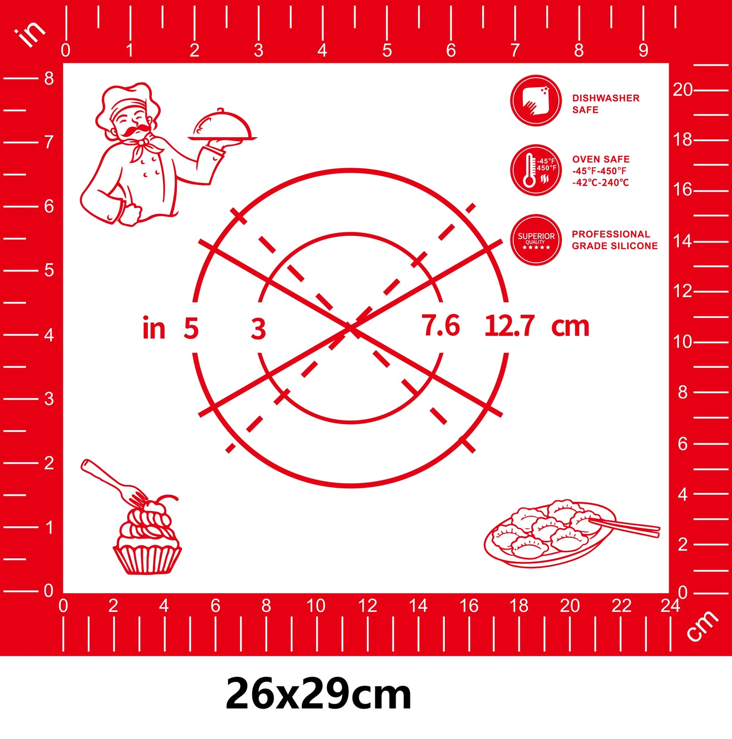 Non-Stick Silicone Baking & Kneading Mat – Reusable Pastry Mat with Measurement Guide