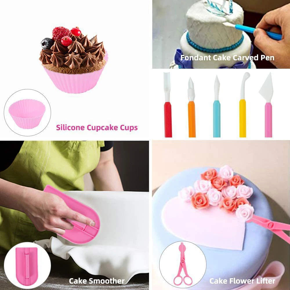 255-Piece Cake Decorating Kit with Turntable, Piping Bags & Nozzles for Baking Lovers