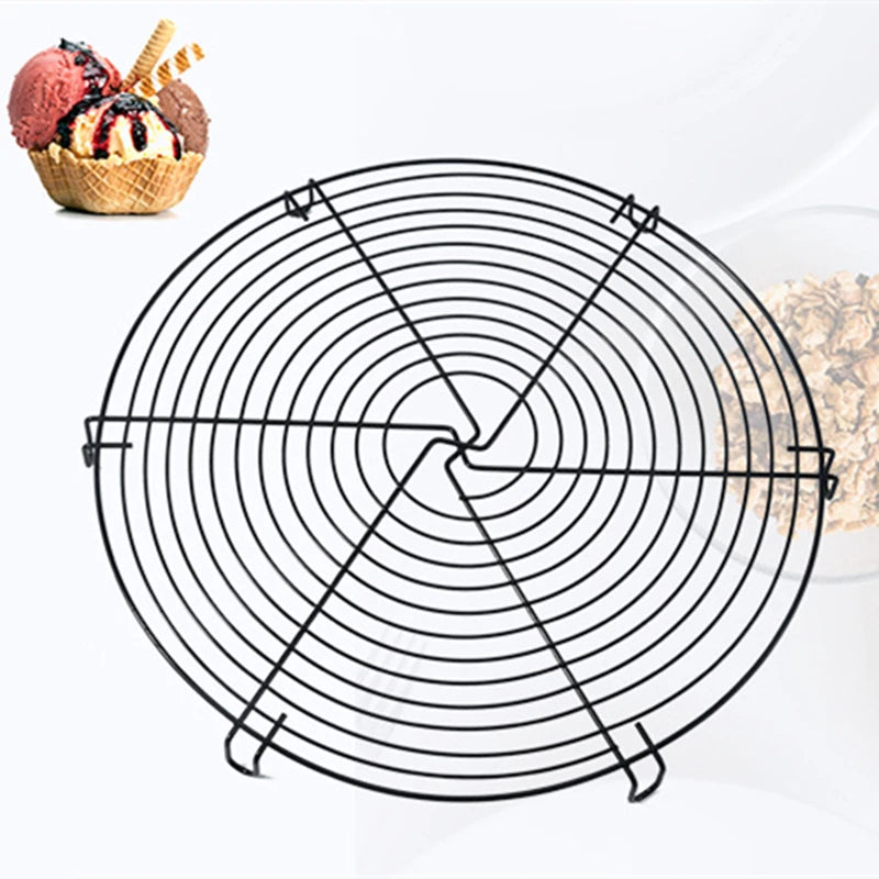 Round Nonstick Cooling Rack – Carbon Steel Cake Rack for Baking & Kitchen Use