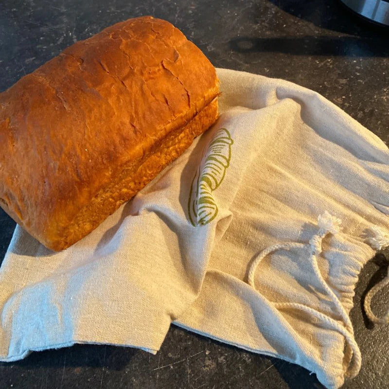 Linen Bread Bags – Reusable Drawstring Storage for Loaves & Baguettes (Set of 4)
