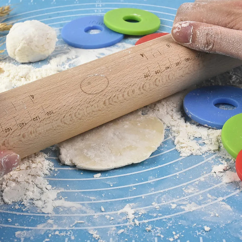 Adjustable Rolling Pin with Measuring Rings – Perfect Dough Thickness Every Time