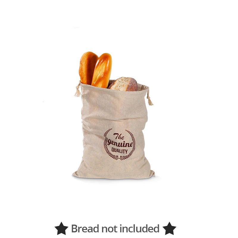 Linen Bread Bags – Reusable Drawstring Storage for Loaves & Baguettes (Set of 4)
