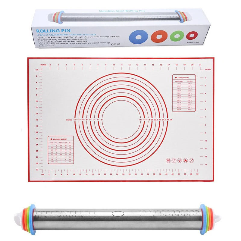 Adjustable Rolling Pin with Measuring Rings – Perfect Dough Thickness Every Time