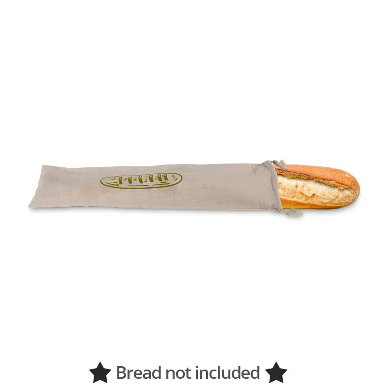 Linen Bread Bags – Reusable Drawstring Storage for Loaves & Baguettes (Set of 4)