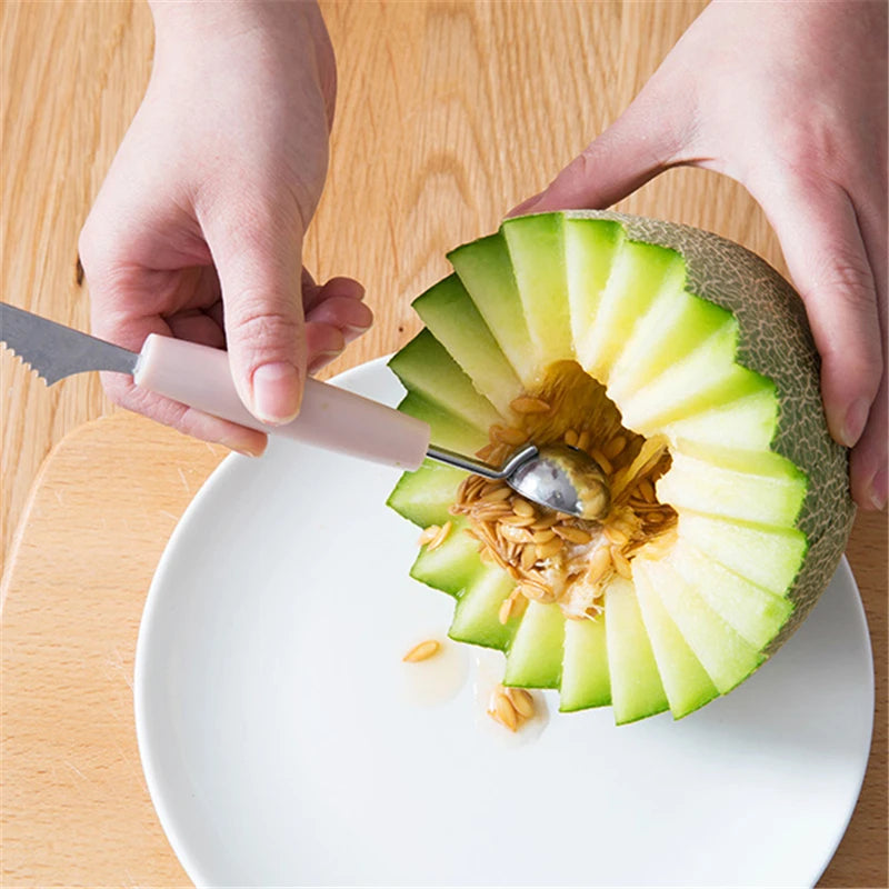 Fruit Carving Knife and Melon Scoop – 2-in-1 Stainless Steel Fruit & Ice Cream Ball Maker