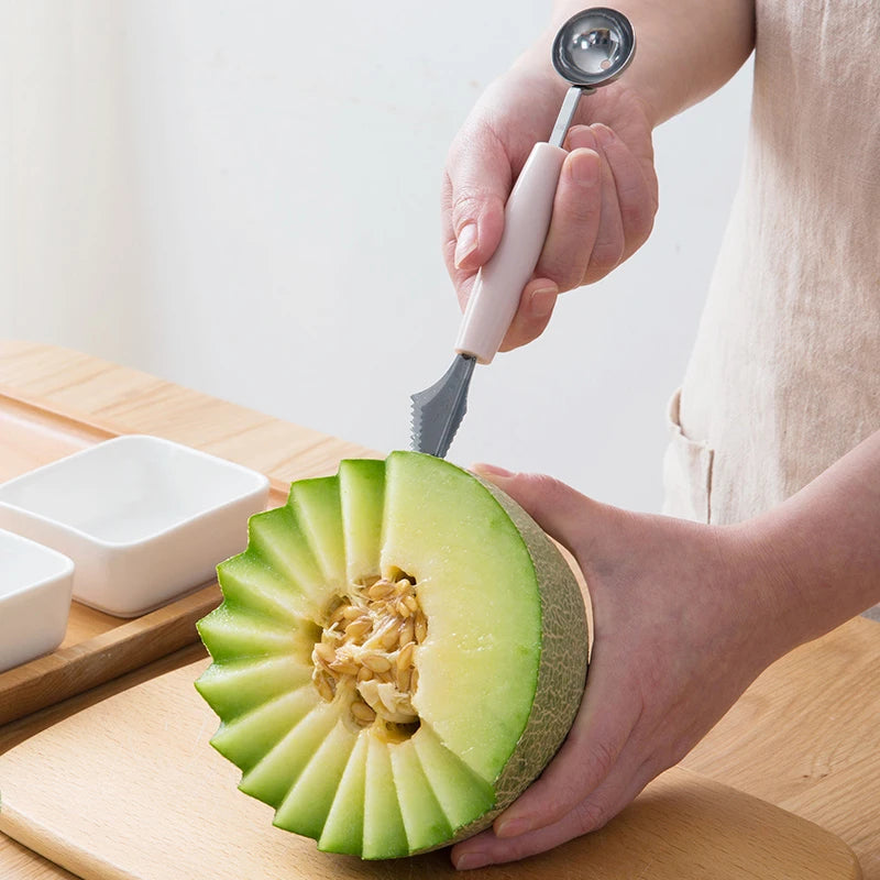 Fruit Carving Knife and Melon Scoop – 2-in-1 Stainless Steel Fruit & Ice Cream Ball Maker