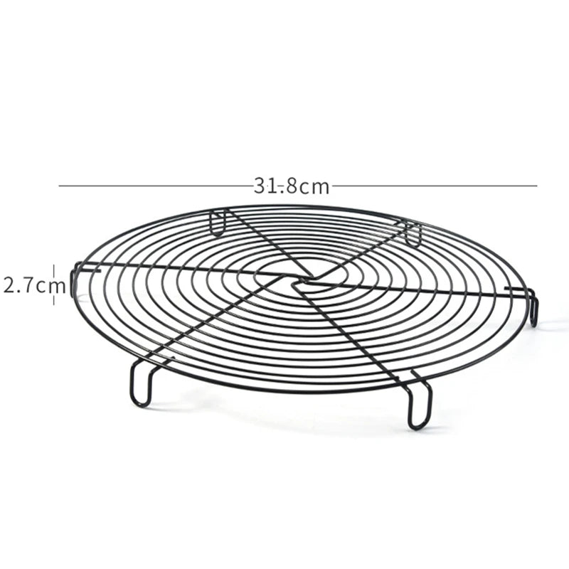 Round Nonstick Cooling Rack – Carbon Steel Cake Rack for Baking & Kitchen Use
