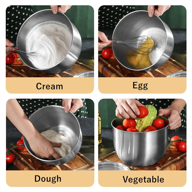Stainless Steel Mixing Bowl with Lid – Versatile Salad, Stirring & Food Storage Container