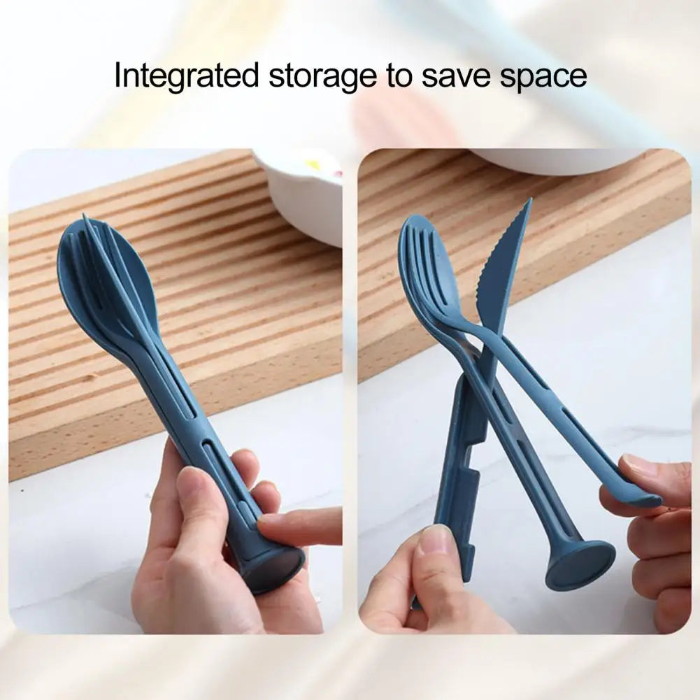 3pcs Reusable Travel Cutlery Set – Foldable Knife, Fork & Spoon for School or Camping