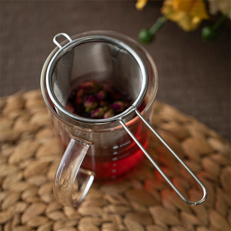 Stainless Steel Tea Infuser with Handle – Fine Mesh Strainer for Loose Leaf Tea and Coffee