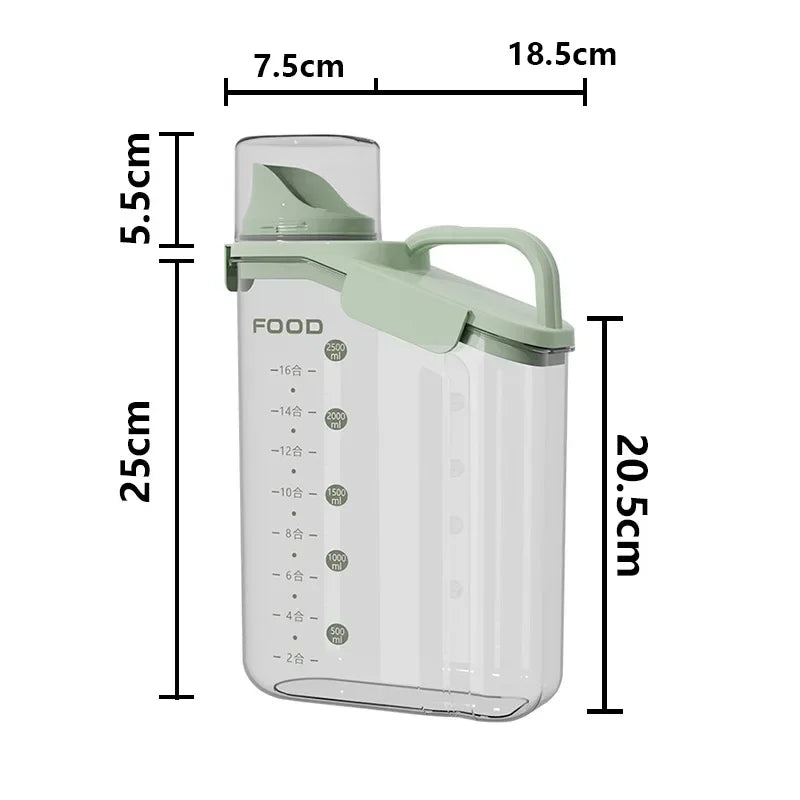 Airtight Cereal Storage Container 1.5L with Pouring Spout & Measuring Cup