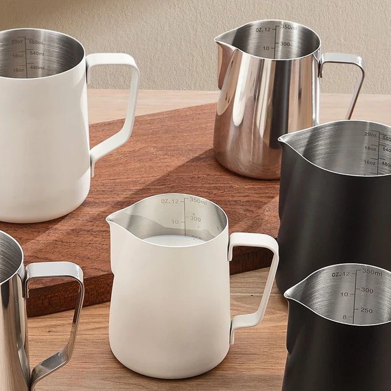 Stainless Steel Milk Frothing Jug – Latte Art Pitcher with Spout for Baristas, 350–600ml