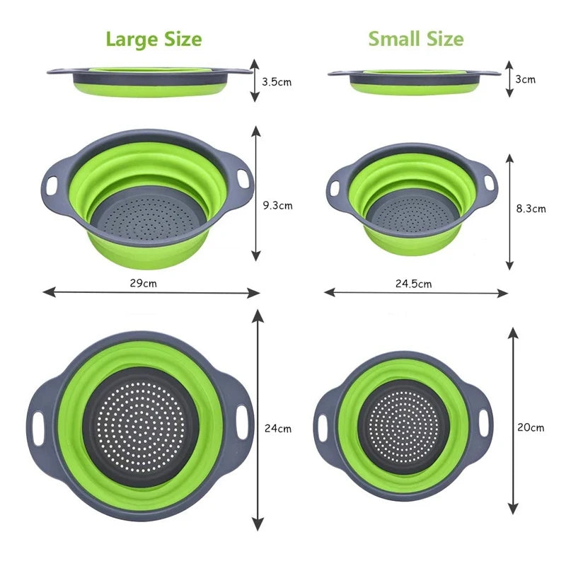 2pcs Silicone Folding Drainer Basket