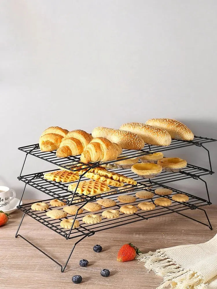 3pc Stainless Steel Cooling & Baking Rack – Non-stick Grid Tray for Cookies, Bread, Pizza