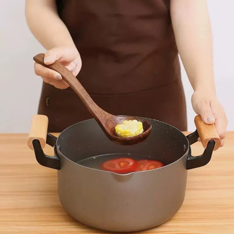 Wooden Cooking Utensils – Non-Stick Safe Kitchen Tools for Frying & Stirring