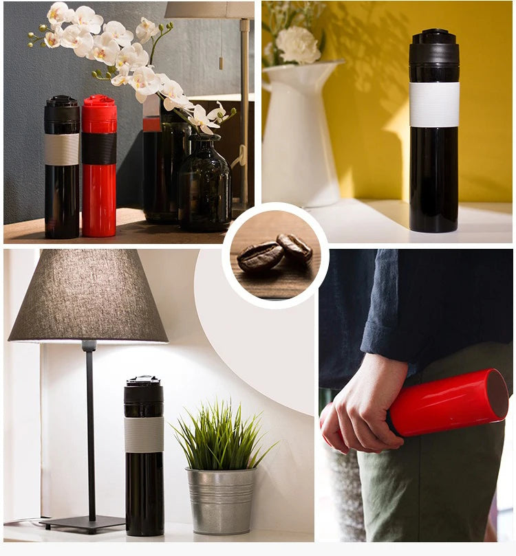 350ml Portable French Press Coffee Pot – Travel Mug with Filter for Car, Office & Camping