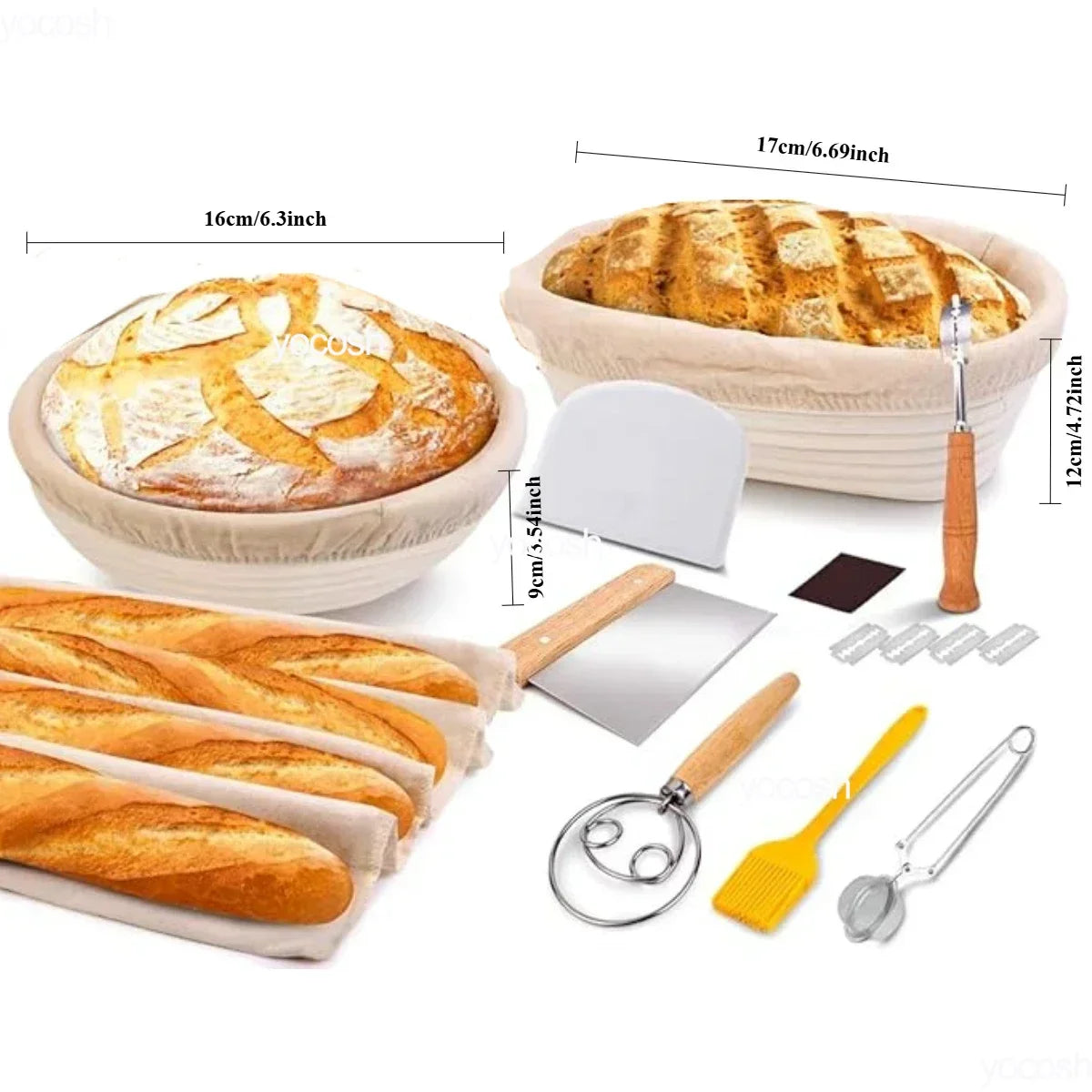 Professional Sourdough Baking Set – Proofing Basket, Mat, Tools & 24oz Starter Jar