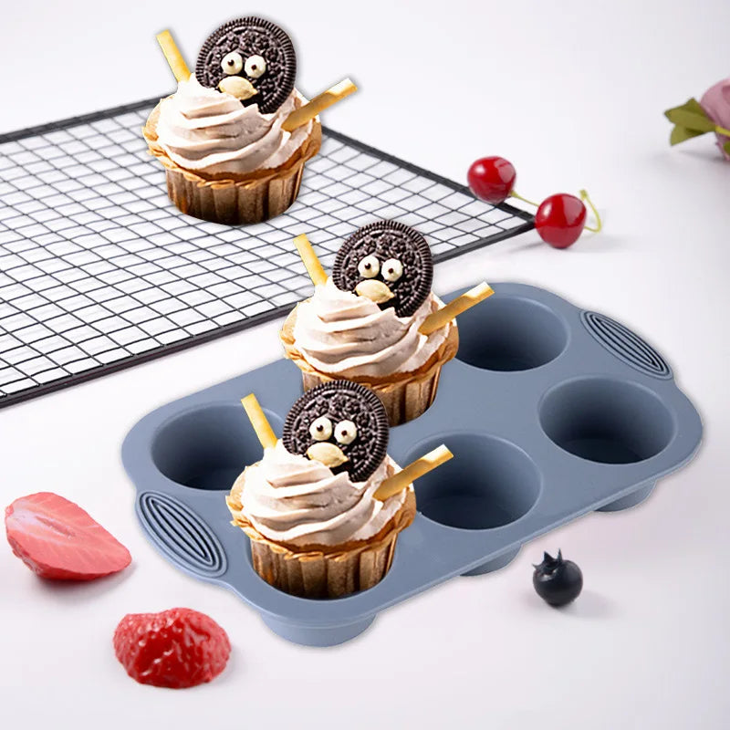 Silicone 6-Cup Cake Mould – Non-Stick Muffin Tray for Baking Cupcakes, Cakes and Biscuits