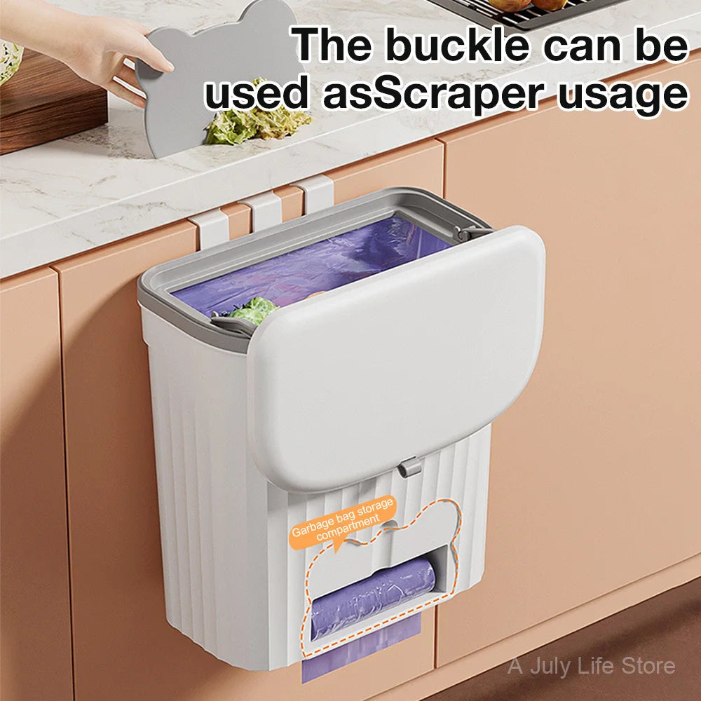 Wall Mounted Kitchen Wastebasket Bin – 8.5L/12L Compost & Rubbish Bin with Lid