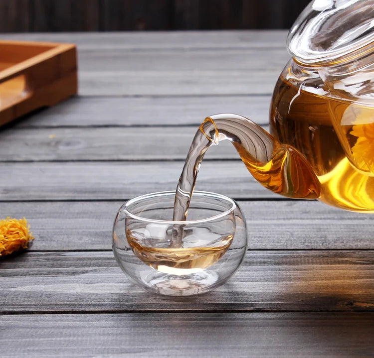400ml/1000ml Heat-Resistant Glass Teapot with Strainer – Flower Kettle Kung Fu Teaware Set