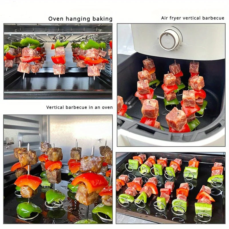 10pcs Grill Skewers – Stainless Steel for Air Fryer, Oven & BBQ Cooking