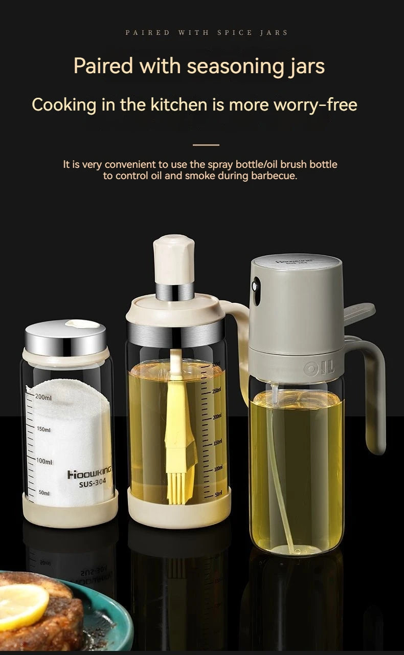 Silicone Oil Brush with Glass Bottle – High Temp Resistant, Non-Shedding, for Kitchen & BBQ