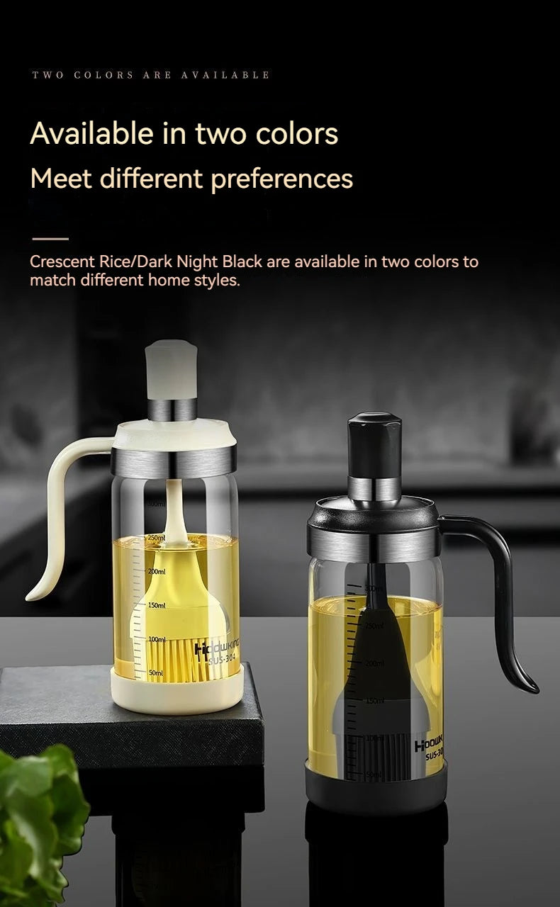 Silicone Oil Brush with Glass Bottle – High Temp Resistant, Non-Shedding, for Kitchen & BBQ