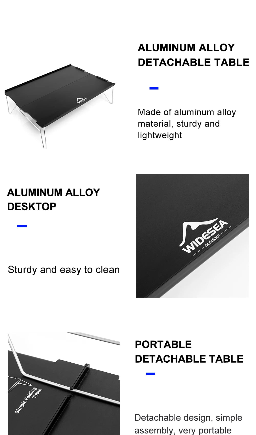 Widesea Foldable Camping Table – Ultralight Aluminium Desk for Outdoor, Hiking, and Picnic Use