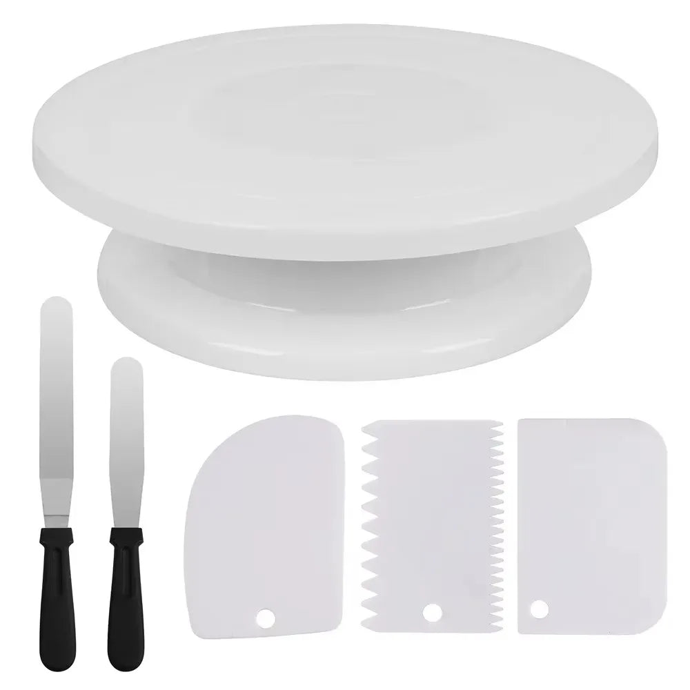 7pcs Cake Decorating Kit – Turntable, Spatula & Leveler for Easy Cake Design