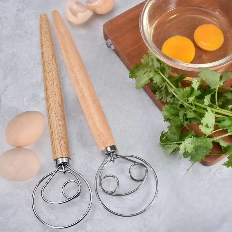 Stainless Steel Danish Dough Whisk – Handheld Beater for Bread & Pastry Mixing