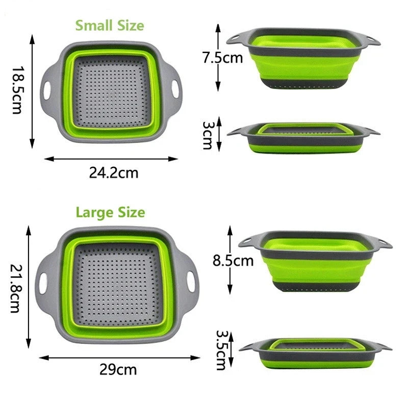 2pcs Silicone Folding Drainer Basket