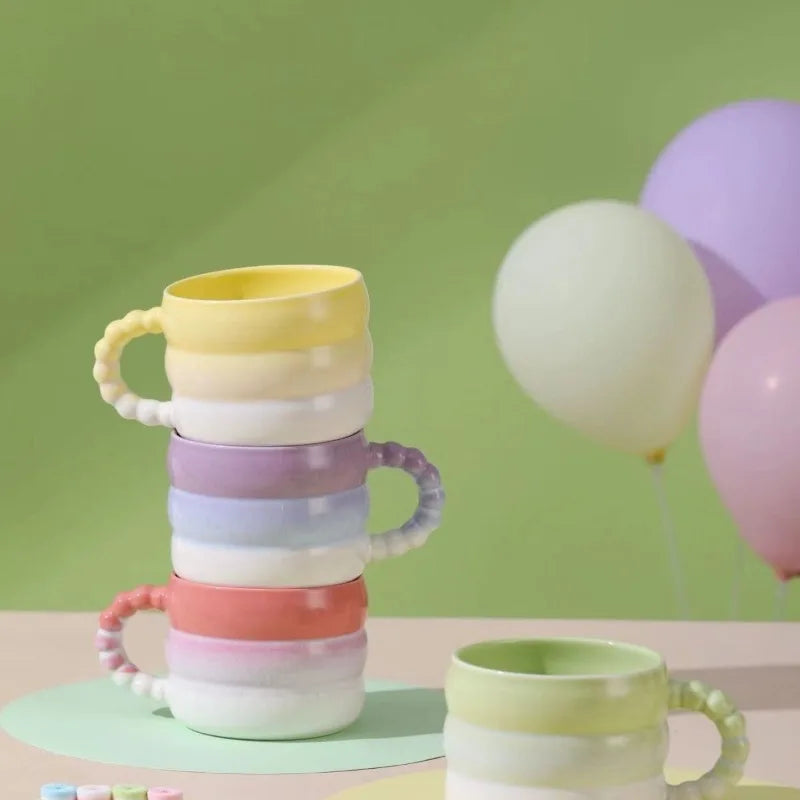400ml Ceramic Rainbow Mug – Colourful Coffee or Tea Cup