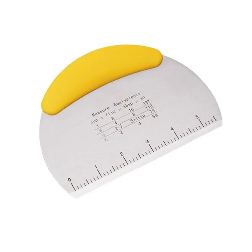 Stainless Steel Flour and Dough Cutter with Scale – Kitchen Scraper for Baking and Cooking