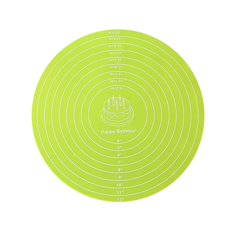 Silicone Cake Turntable Mat – Non-Stick Baking Mat with Size Guide, Heat Resistant Baking Tool