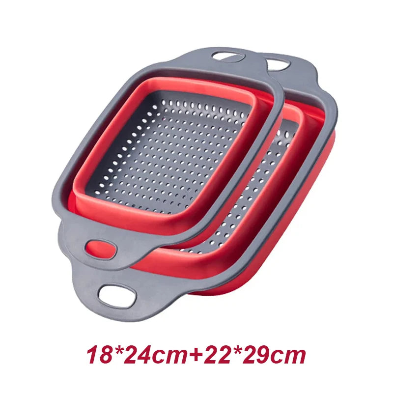 2pcs Silicone Folding Drainer Basket
