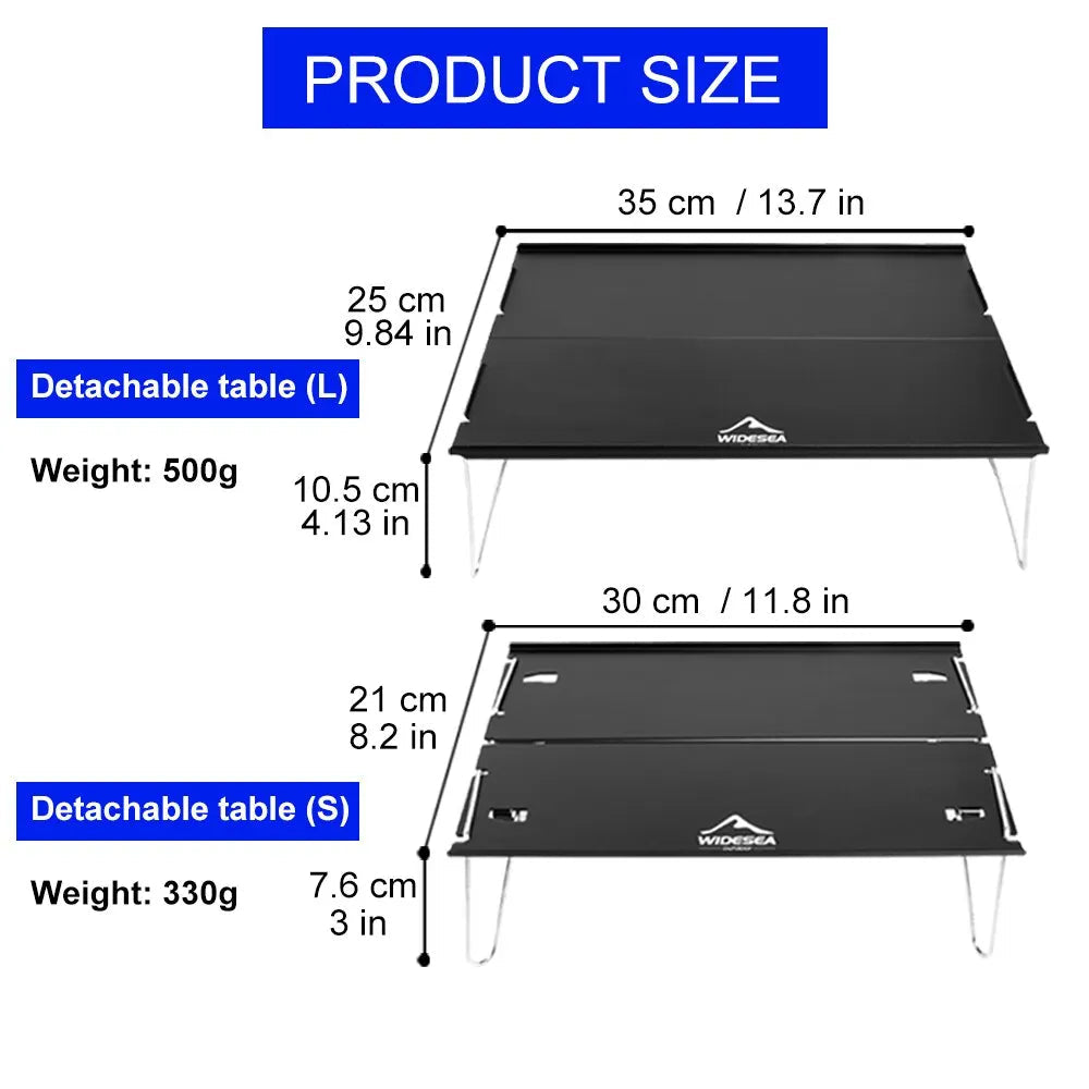 Widesea Foldable Camping Table – Ultralight Aluminium Desk for Outdoor, Hiking, and Picnic Use