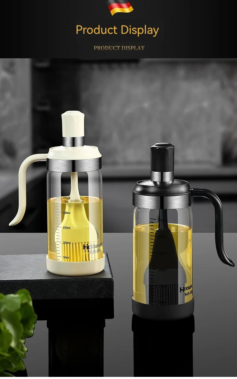 Silicone Oil Brush with Glass Bottle – High Temp Resistant, Non-Shedding, for Kitchen & BBQ