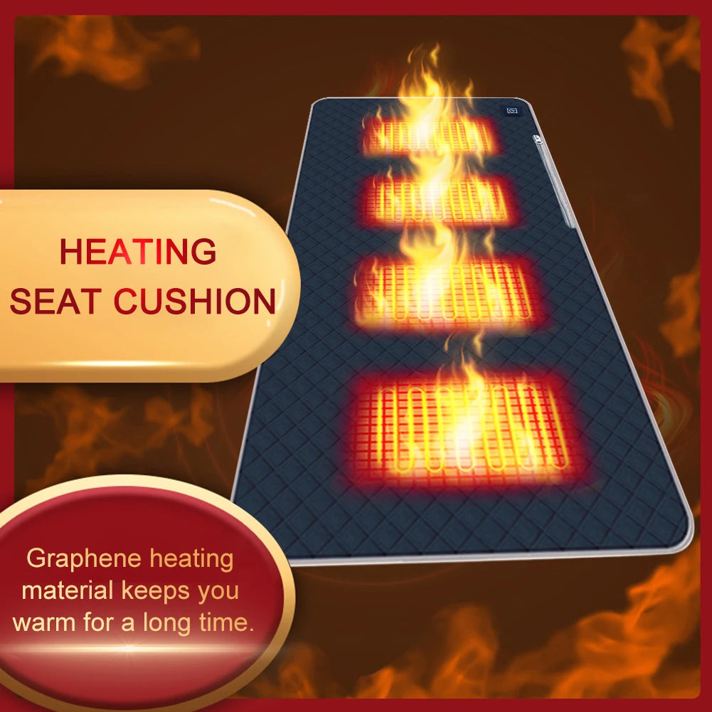 USB Heated Seat Cushion – 4-Zone Electric Mat for Camping, Office & Outdoor Warmth