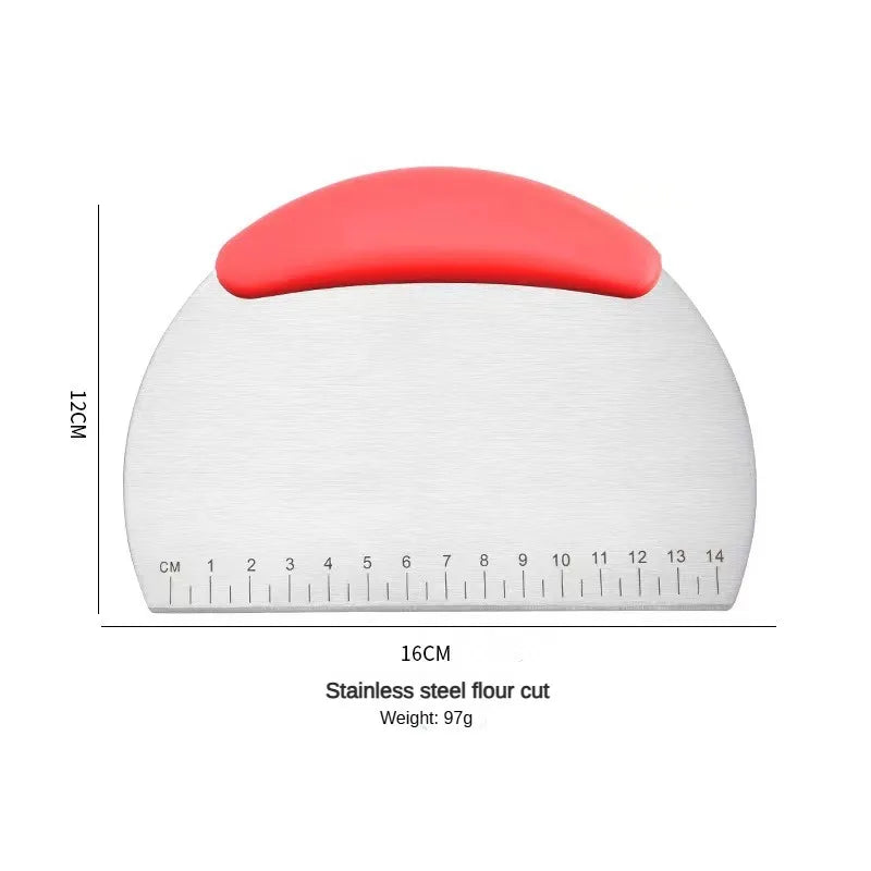 Stainless Steel Flour and Dough Cutter with Scale – Kitchen Scraper for Baking and Cooking