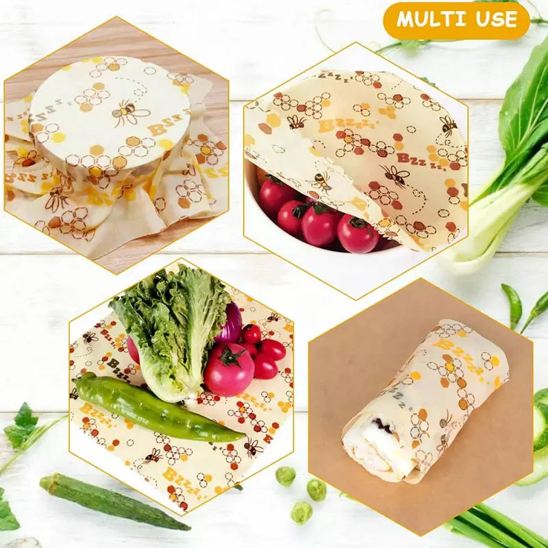 Reusable Beeswax Food Wrap – Eco-Friendly Organic Food Storage Cloths