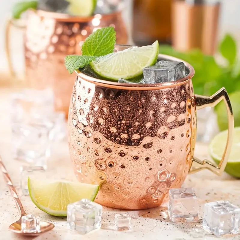 550ml Moscow Mule Mug – Hammered Copper-Plated Stainless Steel Cocktail & Beer Cup