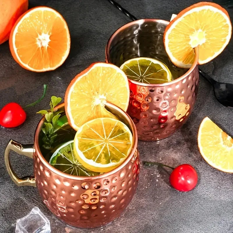 550ml Moscow Mule Mug – Hammered Copper-Plated Stainless Steel Cocktail & Beer Cup