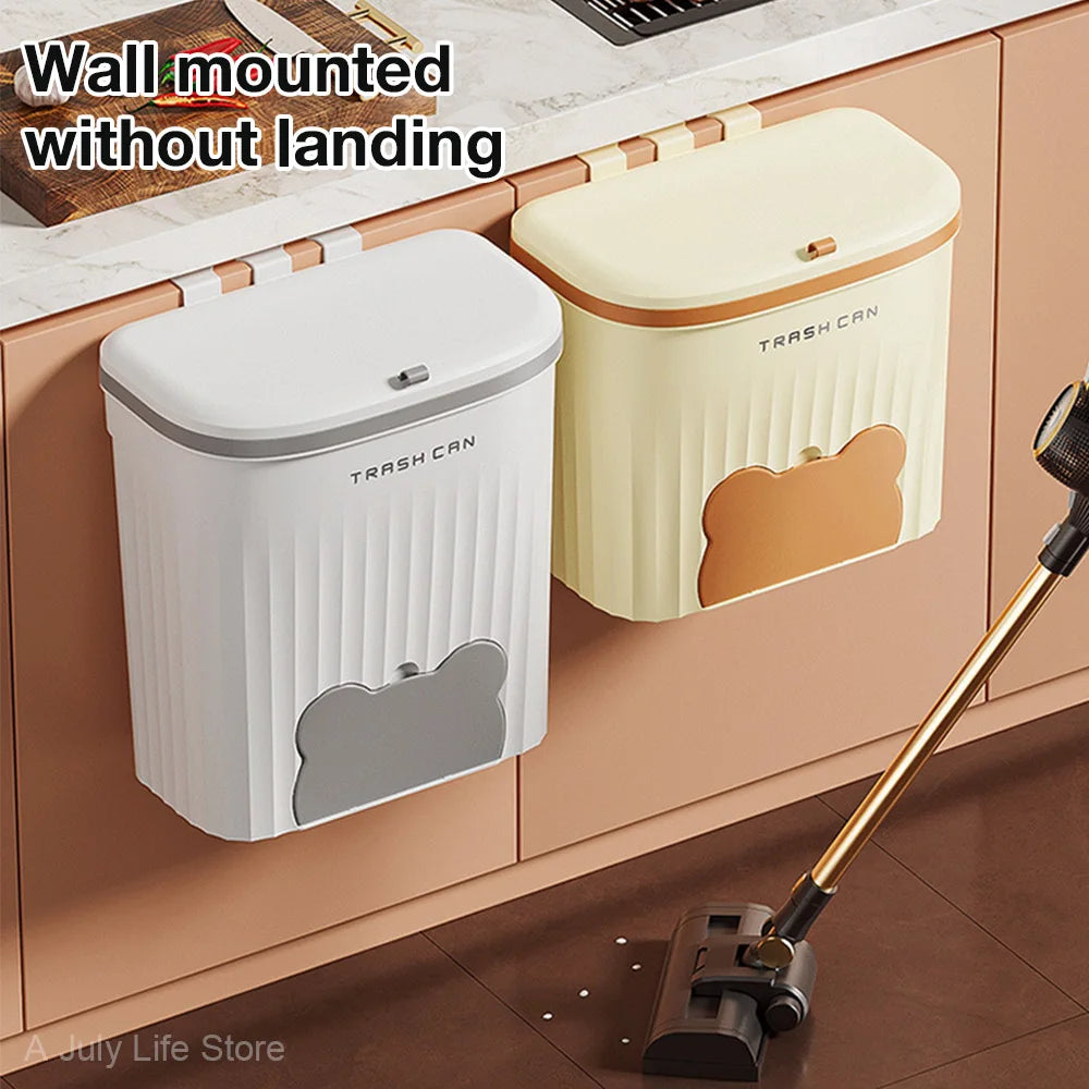 Wall Mounted Kitchen Wastebasket Bin – 8.5L/12L Compost & Rubbish Bin with Lid
